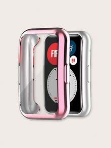 1pc Solid Color Casual Electroplated Soft TPU Full Edge Scratch-Resistant Protective Case Compatible With Huawei Watch Fit - Watch Fit - View 14