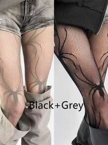 1 Piece Of Women's Lolita Spider Lace Patchwork Transparent Pantyhose, Personalized And Fashionable Long Tube Socks