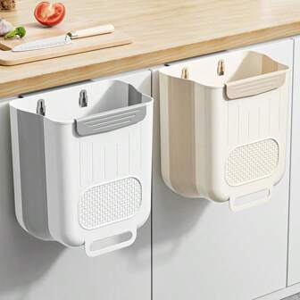 1pc Opvouwbare aan de muur gemonteerde keukenafvalbak, hangende afvalbak voor kastdeur, geen buigen vereist, grote tafelafvalbak, handige opslag en organisatie, ruimtebesparend voor een opgeruimde keuken