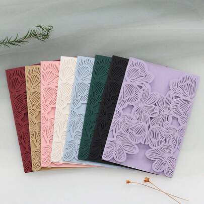 Paquete de 10 piezas Tarjetas de invitación con flores huecas, aptas para bodas, compromisos, fiestas de cumpleaños y otros eventos de celebración, decoración de tarjetas de felicitación