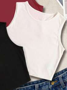 Damen 3-teiliges kurzes Tank Top. Klassisches, vielseitiges Schwarz, Weiß und Burgund, geeignet für Outdoor-Lässig, Bergsteigen, Wandern, Strandspiele, Partys, Sport, Stadtbummel und andere Anlässe