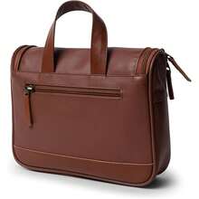 Leather Hanging Toiletry Bag Travel Dopp Kit Cowhide Leather Toiletry Cosmetics Shaving Kit Personal Care Storage Men Women Caramel Brown Spacious Interior For Shampoo Deodorant Internal External Zippers For Small Items Waterproof Liner Pebbled Leather Metal Hook For Hanging - Multicolor - View 8