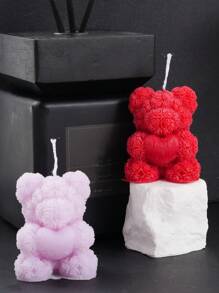 1pc Rose Flower Valentine's Day Heart Small Bear, Suitable For Graduation Season, Wedding Favors, Wedding Table Decor, Holiday Atmosphere. Candle And Aroma Diffuser Set For Girlfriend, Pink/Red/White Romantic Creative Room Decor, Love Confession, Scented Candle Storage, Gift For Girlfriend Holiday Romantic Atmosphere Home Decor Gifts Birthday