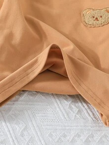 3 件套男婴休闲时尚简约熊刺绣条纹圆领长袖 T 恤 + 2 件纯色 T 恤，春/秋