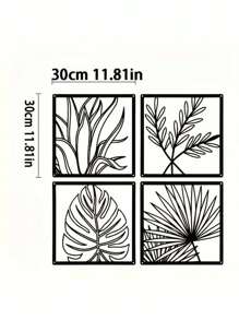 4 pièces Décoration murale en métal moderne : Sculptures de feuilles Décorations pour salon, chambre à coucher, résidentiel et jardin - Art contemporain Feuille métallique Décoration murale pour la décoration de la maison
