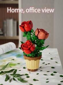 Mini Bouquet Bonsai Tree Toy Building Block Set, DIY Simulation Plant Series Building Block Toys, Toy Building Blocks Suitable For Home Office Decoration Ornaments, Acrylic Dust Cover Building Blocks, Bouquet Set, Suitable For Adults, Birthday Gifts, Christmas Toys