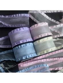 2.5cmx4.5m 荷叶边皱褶纱带服装材料边带波浪蝴蝶结丝带礼品鲜花包装胶带 - 彩色 - 查看 3