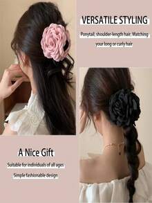 1/3 piezas de pinza de pelo de mujer de unicolor, simple y elegante de 9 cm de tela con rosa de múltiples capas, adecuada para moños elegantes, apta para uso diario de verano, accesorios bohemios de San Valentín, rosa, accesorios para el cabello, pinzas para el cabello, pasadores para el cabello, sujetadores para el cabello, accesorios para el cabello, accesorios para la playa, accesorios para el cabello de otoño e invierno para mujer, accesorios para vacaciones