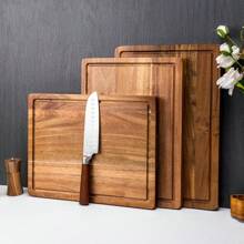 1 pièce Set de planche à découper en bois d''acacia, comprenant une planche de transport, une planche de décongélation de viande, une planche à légumes, une planche de service, une planche à steak, une planche de poulet, une planche de pommes de terre et une planche de maïs