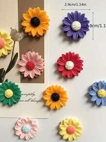 2pcs Sunflower Resin Magnets For Fridge, Kitchen, Office Whiteboard, Home Decor