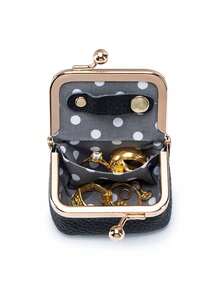 Women's Solid Color Simple Style Lychee Pattern Jewelry Box Ring Necklace Earring Storage Box With Kiss Lock, Wallet Travel Cosmetics Storage Bag Teacher's Day Gift Women's Wallet Mini Wallet Coin Purse - Multicolor - View 7