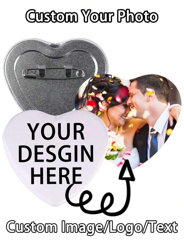 1/3/5/10/30/50/100/200pcs Custom Button Pin, Customized Badge,Customized Photo,Customize Heart Shaped Button;Heart Buttons Pin For Valentine's Day Mother's Day Gift,Personalized Heart Button For Graduation,For Weddings,For Christmas,For Halloween Gift,Customized Heart Badge For Lover Photos,Custom Heart Brooch Pins For Design Your Own Personalized Pin Button Badge