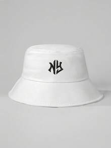 2入組刺繡紐約兒童漁夫帽，適合男女孩子的戶外可調式防曬休閒帽，適用於春秋季、旅行和海灘度假 - 彩色 - 查看 3