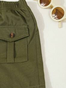 Young Boy Casual Vacation Training Cargo Shorts, Summer - Multicolor - View 3