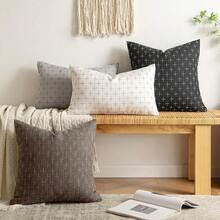 1 件白色（不含枕芯）星空图案装饰枕套，时尚几何图案亚麻外观靠垫套，适合日常、节日、客厅沙发、卧室、餐厅、派对、所有季节 - 白色 - 查看 6