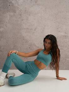 Sports Studio Women's Solid Color Tracksuit - Green - View 5