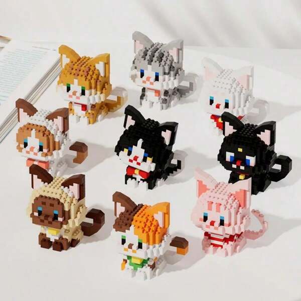 Hot Selling Tiny Particle Assembly Building Blocks Pet Cat Hand Puppet Assembly Leisure Decompression Puzzle Adult Birthday Gift Christmas Gift Home Decoration
