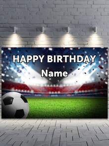 1pc Customized Football Theme Birthday Party Backdrop - Personalized Football Happy Birthday Banner, Vinyl Photo Background Cloth, Suitable For Porch Decor, Indoor/Outdoor Celebration, Fit For Wedding, Birthday, Anniversary, Graduation - Multi-Functional Party Backdrop In 3 Sizes! - Multicolor - View 8