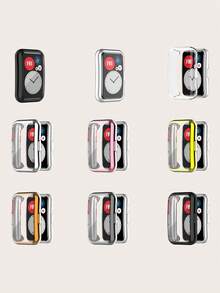 1pc Solid Color Casual Electroplated Soft TPU Full Edge Scratch-Resistant Protective Case Compatible With Huawei Watch Fit - Watch Fit - View 1