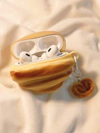 1 pieza Estuche protector de auriculares Bluetooth con forma de croissant 3D, compatible con iPods 1/2/3/4/Pro/Pro2, diseñado para mujeres