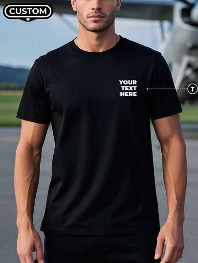 Customized Men's T-Shirt, Customizable With Images And Text, Text Can Be Printed On Front And Back, Comfortable Casual, Gift Decoration, Fashion Icon, Hippie, Minimalist, Versatile, Low-Key Stylish, Extremely Unique, Personalized, Ideal Gift For Family, Boyfriend, Friends, Kids, Men, Elegant For Winter, Men's Short Sleeve