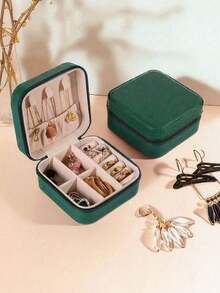 1 件便携式旅行珠宝盒、PU 防水珠宝收纳盒、多隔层化妆包、戒指盒、带可拆卸珠宝展示托盘的夏季假日盒、多功能桌面收纳盒，可容纳戒指、吊坠、耳环、项链，是送给母亲和女孩的理想礼物，旅行配件、珠宝、家居装饰