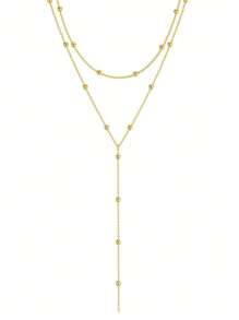 1 Stück Edelstahl Doppelschicht Halskette lange Anhänger Kette Schmuck Y-förmige Kette mit runder Kugelanhänger Doppelkette Halskette für Frauen Alltags-Tragen