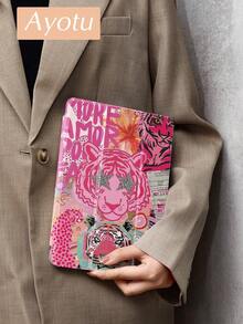 Ayotu Tiger Collage 保护套兼容 iPad 10.2 英寸 2021/2020 iPad 第 9/8 代，兼容 Galaxy Tab A8 10.5 英寸 2022，Tab 保护套，带笔架，支持自动睡眠/唤醒盖 - 彩色 - 查看 3