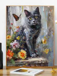 1 Set Black Cat Paint By Numbers DIY Oil Painting Kit, Frameless, Suitable For Living Room And Bedroom Decor, Unleash Creativity, No Drawing Skill Required, Beautiful Artwork, Perfect Gift For Holidays And Birthdays, 40*50CM