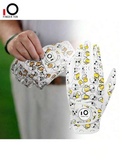 FINGER TEN Guantes de golf para hombre, diestros, mano izquierda, 1 paquete, de piel, transpirables, cómodos, con agarre resistente a las inclemencias, tallas Pequeña, Mediana, ML, Grande, XL