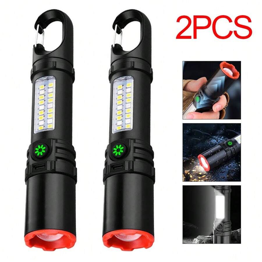 NetHong Super Bright 9000000Lumen 20W LED Torch USB Rechargeable Zoom Camping Flashlight - Black - View 1
