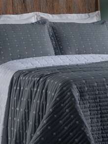 200 Thread Count Double-Sided Bedspread, Double/Queen/King/Single, Embroidered, 3-Piece Luxury Decor - Grey - View 2