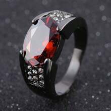 1pc Fashionable Punk Style Red Zirconia Decorated Unisex Ring