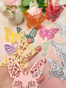 1 Pack Butterfly Style Thin Cutting Mold Handmade DIY Cutting Mold Scrapbook Background Decoration Embossing Template Photo Album Holiday Card Making - Silver-butterfly - View 3