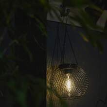 1pc Outdoor Solar Hanging Lamp, Iron Wire Cage With Tungsten Filament Bulb, Decorative Garden Lighting For Garden, Yard, Balcony, Patio, Path
