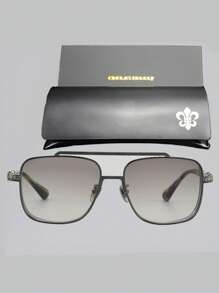 CHARMLIBRARY 2025 New Fashion Retro Pilot Luxury Titanium Fashion Glasses For Men, High Quality Brand Outdoor Driving Fashion Glasses With Rhombus Pattern, Luxury Retro Fashion Casual Tortoiseshell Fashion Glasses With Black Frame And Gold Decoration, Includes Fashionable Glasses Case And Cleaning Cloth For Summer Beach Vacation,Outdoor,Travel