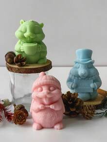 1pc 3D Groundhog Silicone Mold, Flexible Silicone Material, Temperature Resistant -40°C To 230°C, Can Be Used To Make Aroma Candles/Resin Decorations, Groundhog Epoxy Resin Mold, Perfect For Birthday, Christmas, And Natural Home Decor - White - View 3