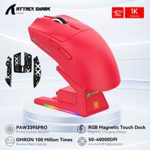 3M X1 Wireless Gaming Mouse With RGB Charging Dock, PAW3950 PRO Sensor Up To 40K DPI,53g Ultra Light Tri-Mode Computer Mice,1KHz Polling Rate 5 Programmable Buttons For WIN
