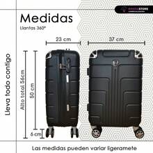 Kit Maletas Viaje Avión Carry on 2pz 10kilos Con Candado De Seguridad Ruedas 360 Set 20+20 Pulgadas Cabina - Negro - Ver 3