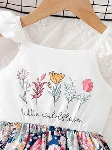 Set de rochii de top tricotat cu curea de umăr cu imprimeu floral și fustă cu imprimeu floral, vară - Multicolor - Vizualizare 4