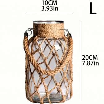 Jarrón de vidrio con diseño de red tejida estilo vintage, jarrón de flores hidropónico de vidrio transparente hecho a mano de manera creativa para granja, boda, fiesta, decoración del hogar y de la habitación