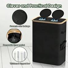 140 Liter High Capacity Recycling Bin (With Lid), Room Garbage Can, Kitchen Trash Can, 37 Gallon Collapsible Indoor Trash Can (With 2 Reusable Trash Bags), Indoor Bottle Recycling Bin, Used For Collecting Glass, Paper, Plastic And Metal Bottles