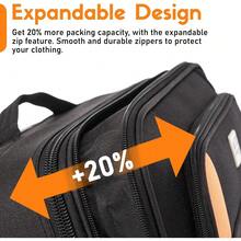 Luggage Suitcase Large Expandable Soft Shell Durable Lightweight Hold Check In Trolley Case With 2 Wheels & Built-In 3 Digit Combination Lock (Black/Orange, 120 Liters) - Black/Orange - View 2