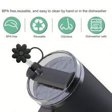 3 Peças de Acessórios para Copos de 30-40 Oz, 1 Peça Tampa de Canudo de Silicone Reutilizável com Flor de 10mm, 1 Peça Tampa de Canudo de Silicone Compatível com Tampa Anti-derrame, Anti-vazamento e Anti-respingo da Xícara , 1 Peça Capa Protetora de Silicone para a Base da Xícara, Acessórios de Xícara, Presentes de Festa de Feriado