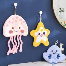 1pc/5pcs Cartoon Ocean Series Hand Towels, Cute Absorbent Thick Soft Children Hand Towels For Kitchen, Bathroom