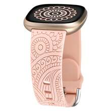 Banda compatible con Fitbit Versa 4/Versa 3/Sense 2/Sense. Correa de reemplazo suave con patrón floral lindo y elegante grabado para Versa, Sense/Sense 2/Versa 4/3 Smartwatch