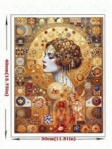 优雅的 Gustav Klimt 女人 DIY 5D 钻石画套装，全圆形钻石马赛克工艺品，手工制作的精美艺术品，适用于家居墙壁装饰，肖像，无框 - 彩色 - 查看 4