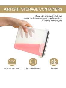 20pcs Kitchen Decor And Accessories,Complete Food Storage Containers With LIDS, Clear Food Jars, Moisture-Proof Sealed Crisper, Suitable For Cereals, Rice, Salt, Pepper, Tea, Nuts And Coffee Beans, Plastic Food Storage Jars, Household Kitchen Items, - 黑與白 - 查看 3