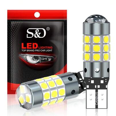 S&D 2Pcs T10 Led Bulb W5W LED 168 194 Canbus Nor Error 27SMD 3030 Car Signal Lights License Plate Lamp 6000K White 12V