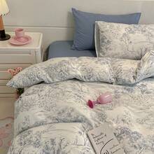 1 Set 3 Pieces Ditsy Floral Bedding, Vintage Ditsy Floral Cozy Botanical Shabby Chic Style Quick-Drying Textile Set, Breathable Machine Washable, Suitable For Spring/Summer Bedroom Decor (1 Duvet Cover + 2 Pillowcases), Pillow Case Patterns Randomly Cut - Washed Cotton Floral - View 33